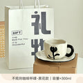 High-style ceramic hand-painted coffee cup and saucer set, breakfast mug, ceramic mug with handle, perfect for home use or as a gift