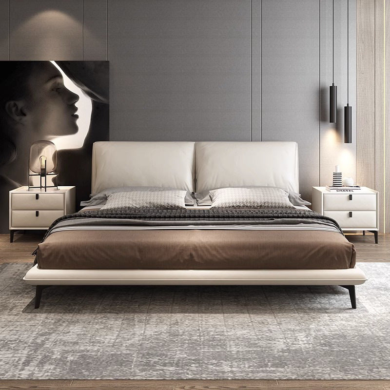 Foshan furniture factory customized soft pack genuine leather bed little elephant ear bed 1.68m bedroom double bed