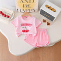 summer new arrival: adorable cherry print outfit set for girls