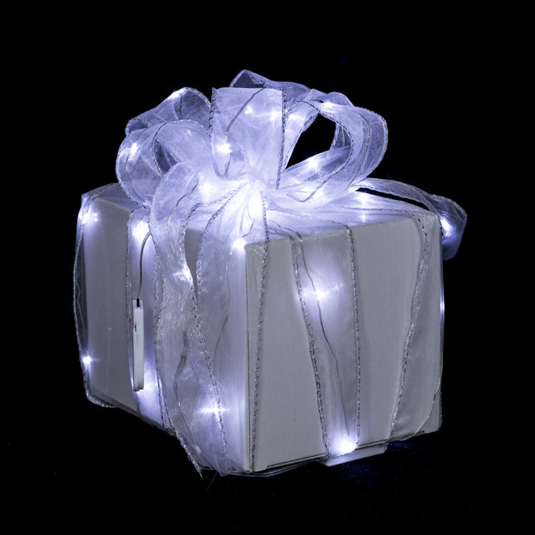 led ribbon light string, Christmas tree decoration lights with gift box bow satin with light copper wire light strictly selected