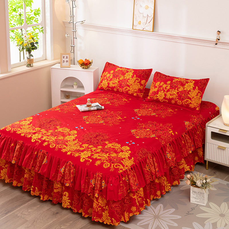 Bed skirt, fitted sheet, thickened bed sheets, comfortablenon-slip mattress protector, single piece simmons bed cover 1.8m double bed