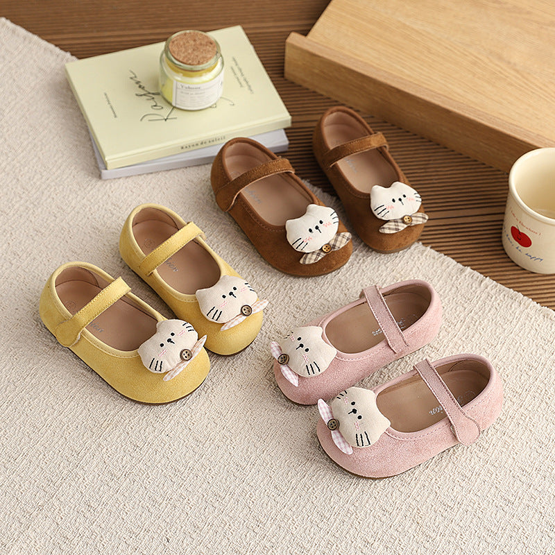 Vancahaoins french suede small leather shoes  spring & fall new arrivalk-stylegirl cartoon cat princess flats