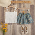 summer new arrival: sweet and fresh e-commerce style girls' two-piece set - floral print camisole and pleated mini skirt