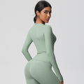 nude feel brushed yoga top - quick-dry, compression fit, long sleeve activewear for running and fitness