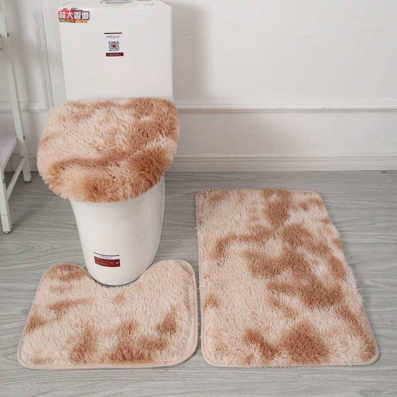 Custom tie-dye plush toilet seat cover set - non-slip floor mats & absorbent bathroom accessories - hot selling on