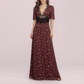 cross-border european and american women's summer fashion: new elegant satin lace patchwork v-neck hollow-out polka dot dress