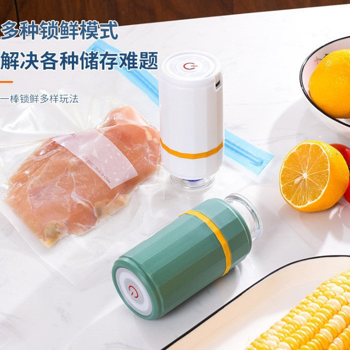 Handheld mini vacuum sealer - rechargeable food preservation vacuum machine with storage bag - compact electric air extractor