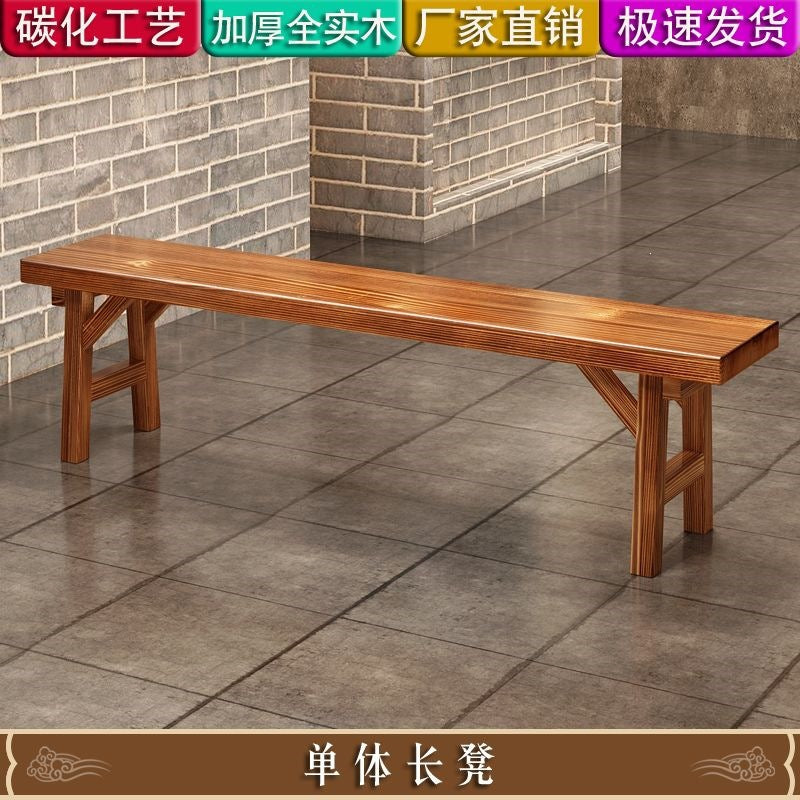 Solid wood dining table snack bar table and chair combination noodle shop hot pot restaurant canteen carbonized fast food firewood dining table