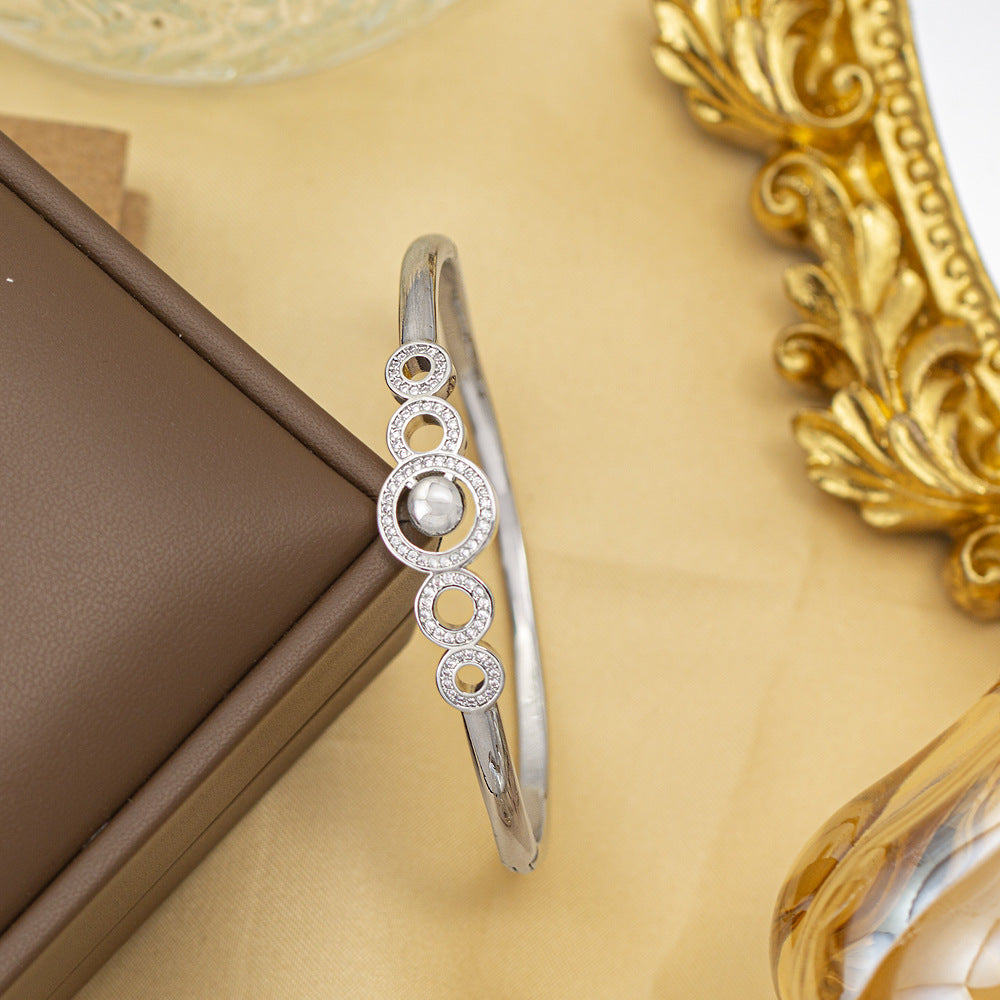 Bracelet female titanium steel fashion non-fading copper inlaid zirconium bracelet niche high-end fashion elegant jewelry wholesale hand jewelry