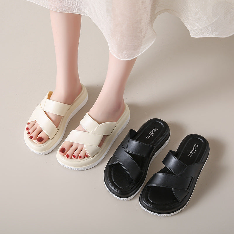 Women's summer slides: new non-slip, versatile, casual, height-increasing, premium soft sole thong sandals