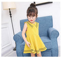 Summer new girls' clothing: stylish navy collar lace-trimmed dress for girls and young children - school uniform style - dropshipping available