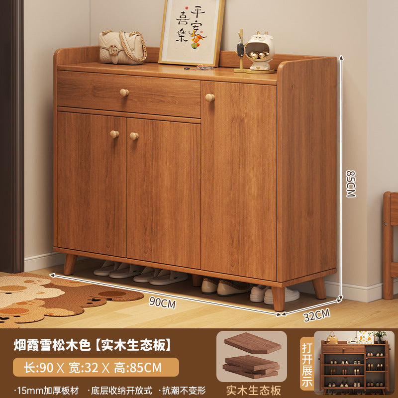 Solid wood core shoe cabinet household entrance 2025 new Chinese-style wall storage cabinet large-capacity indoor shoe rack