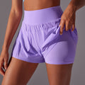New cloud-feel solid color mesh double-layer base layer yoga pants - breathable, quick-drying athletic tennis shorts for running and fitness