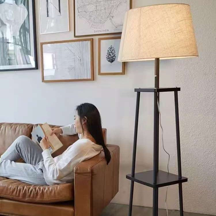 Floor lamp American wood tripod floor lamp bedroom living room study simple modern creative Nordic vertical table lamp