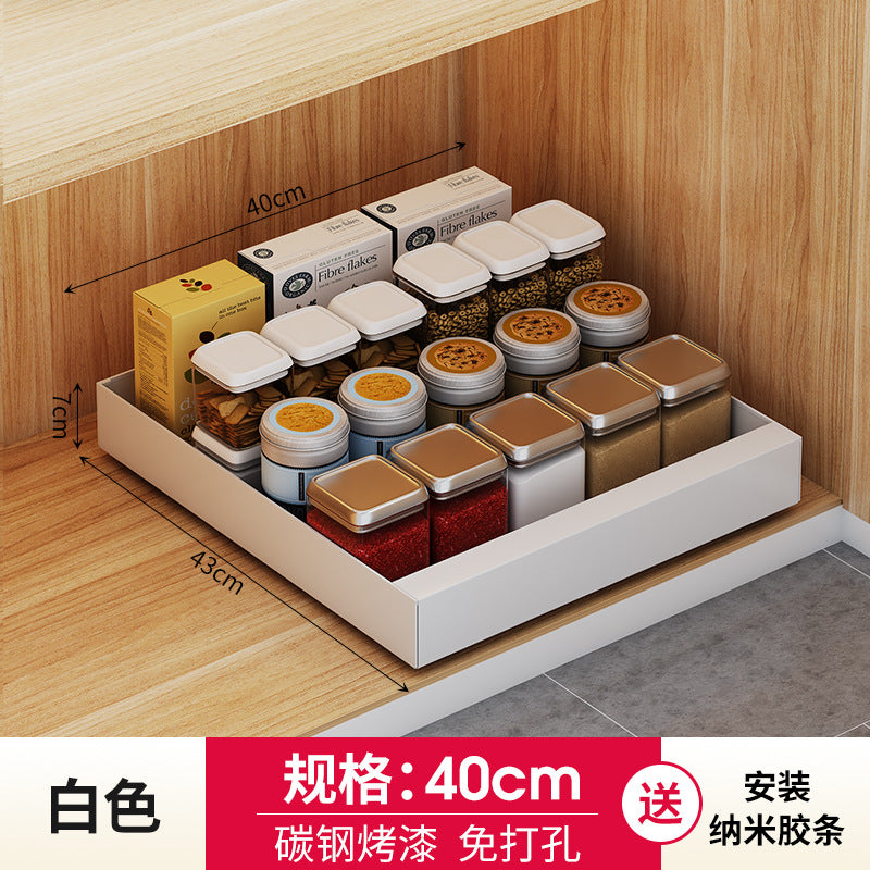 One piece of storage rack, carbon steel delivery, kitchen rack, cabinet, retractable kitchen utensils, storage, smart storage, home multi-function