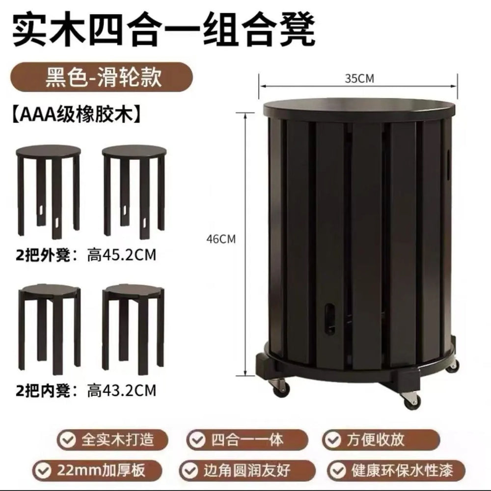 Solid wood stool for home stackable bench combination tall round stool stacking stool restaurant guest storage stool coffee table stool