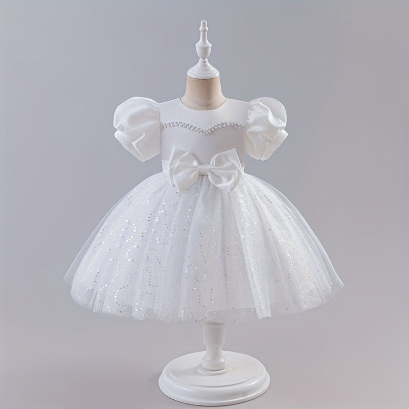 Export kidswedding dress skirt puffy mesh princess skirt 3-15 years old medium and large children's clothing girl white performance costume