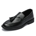 Men's black leather dress shoes - british style, summer breathable, pointed toe, versatile for young professionals and students, black work shoes