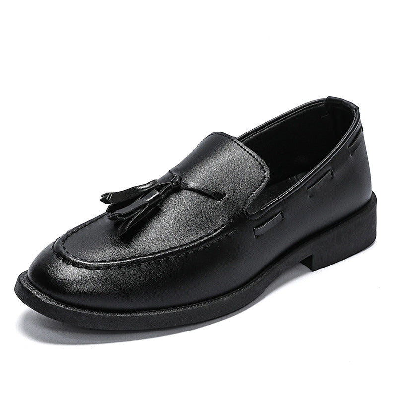 Men's black leather dress shoes - british style, summer breathable, pointed toe, versatile for young professionals and students, black work shoes
