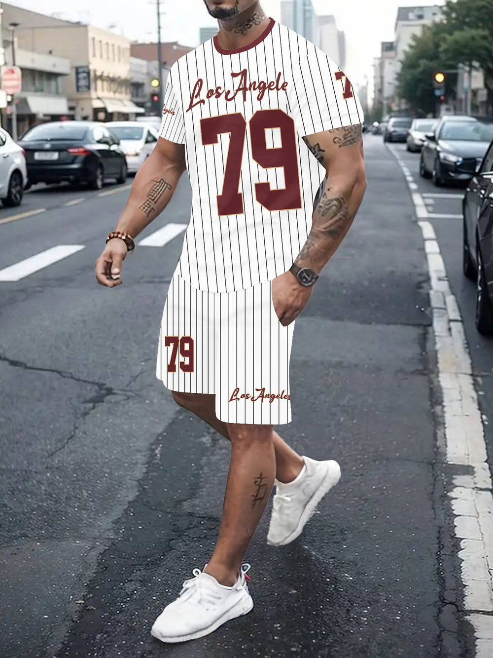 Men's casual sports set - short sleeve & shorts - summer hot seller - cross-border fashion - two-piece leisure outfit