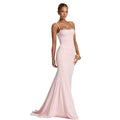 Amazon  summer new arrival: elegant solid color sleeveless bandeau maxi dress with tie-up back and figure-hugging design