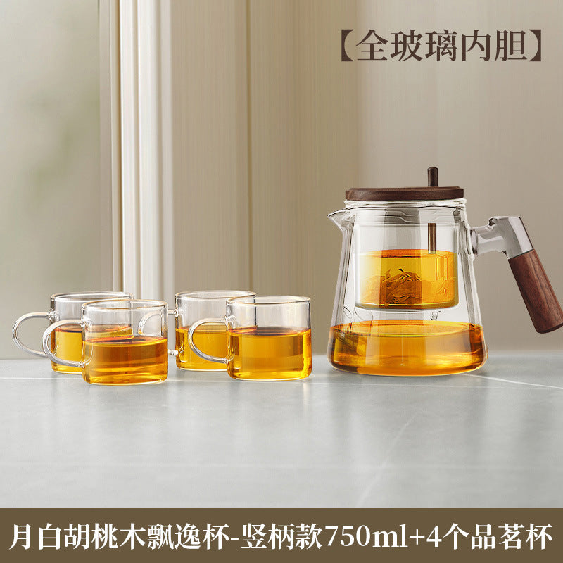 Walnut elegant cup for home tea making separation pot heat-resistant glass teapot tea maker tea water separation pot tea set