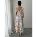 listing: new  women's original elegant summer asymmetrical sleeve v-neck dress