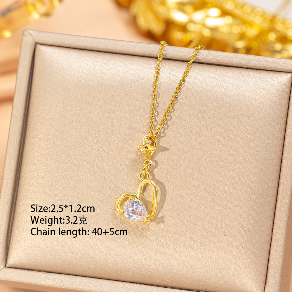 popular stylishfashion copper inlaid zirconium exquisite necklace for women niche styleeasiest for matchaccessible luxury non-fading clavicle chain jewelry