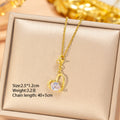 X8361 - gold - tassel heart necklace [titanium steel chain, copper inlaid zircon pendant]