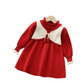 Girls' knit dress - new autumn/winter collection: stylish princess dress for baby girls, faux two-piece cardigan knit dress