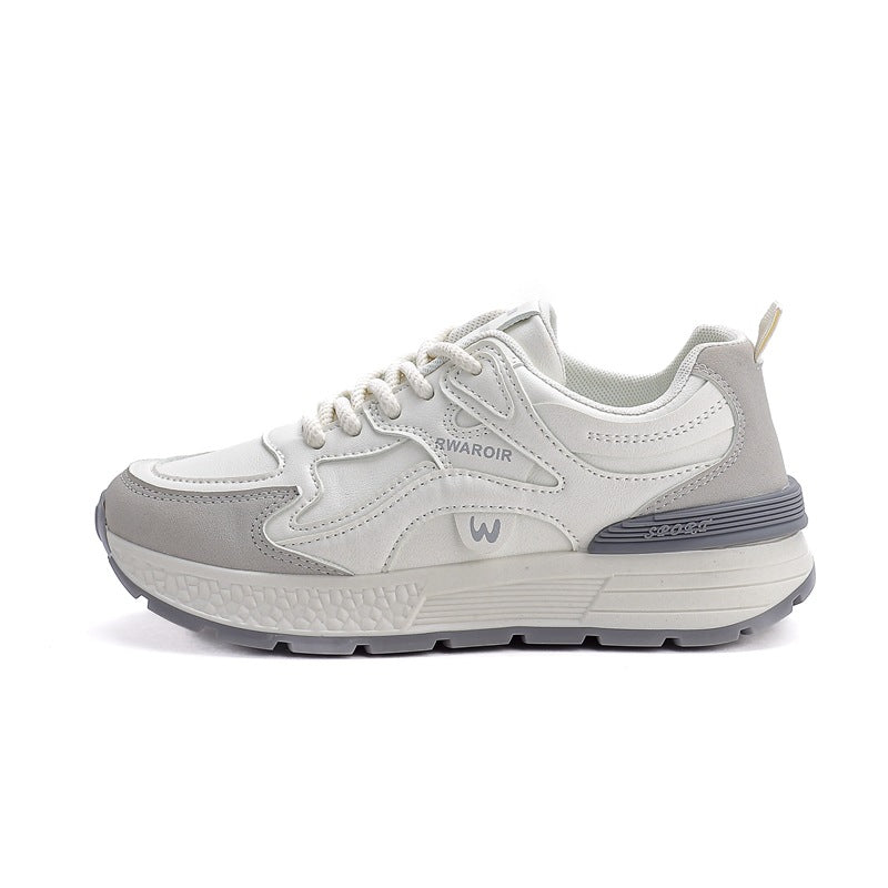 Women's plus size leather sneakers for cross-border e-commerce: new korean style, versatile, flat, non-slip, fashionable casual running shoes