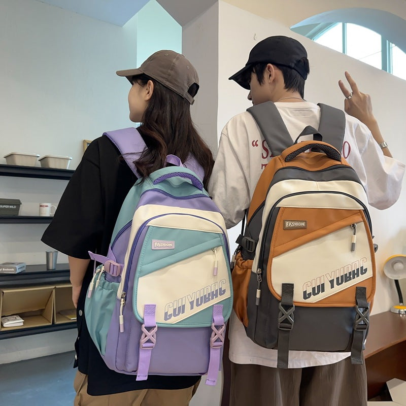 New junior high school schoolbag, college student college style casual simple backpack, fashion trend middle school backpack