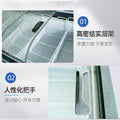 Commercial arc island display case - refrigerated & frozen showcase for produce, meat, and seafood - transparent glass horizontal freezer
