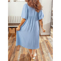 Amazon fashioncasualv neckpuff sleevedresssummernew arrivala line waist slimming look skirt