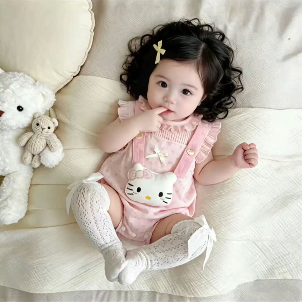 Infant and toddler summer suit female baby style vest bag butt overalls suitsummer outing cartoon bag butt cover