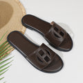 2026 women's summer fashion versatile sandals - ladies' outdoor slippers with hot-pressed electric embroidery and flat soles (for export)