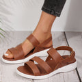 new arrival: women's summer casual platform sandals - plus size, faux leather, single strap, cross-border style