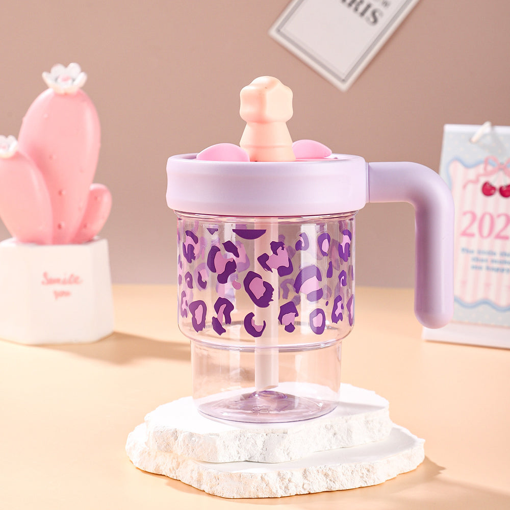Summer new arrival: high-style straw cup, large capacity ice tumbler, portable cute plastic water bottle for kids, students (unisex)