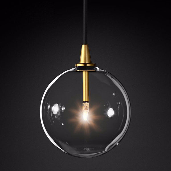 Modern simple glass chandelier villa hall combination restaurant bar clothing store bedroom bedside transparent ball lamp