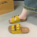 Women's flat sandals - summer outdoor wear, 2026 new fashion buckle design, non-slip casual beach soft sole thong sandals