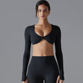 European and american sexy push-up long sleeve yoga top - barely there feel, quick-dry, compression sports t-shirt - casual running & fitness top for women