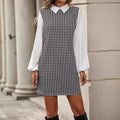 european and american cross-border  autumn new arrival: slim-fit, figure-flattering, faux two-piece a-line dress