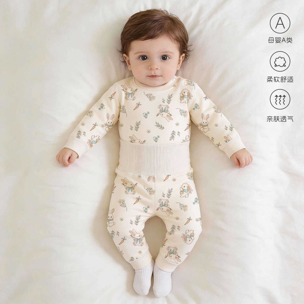 Kidsfall and winter shu velvet cloud-like cotton 300g autumn clothes high waist belly protection boneless type a heattechintimatesspring & fall style suit