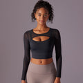 Fashionsexy beautiful back bubble wrap push up sports bra fake two-piece mesh long sleeves all-in-one cup women's yoga fitness wear