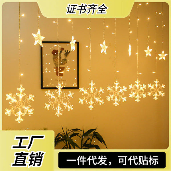 Manufacturer wholesale 2022 new led light string snowflake curtain light Christmas holiday light wedding room decoration lights