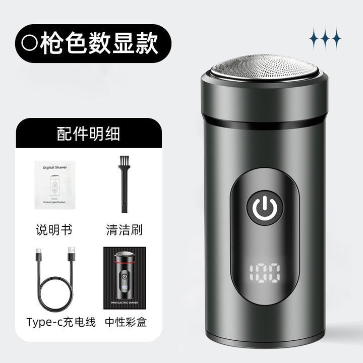 Custom mini electric shaver - portable home & travel razor for men - washable digital display beard trimmer