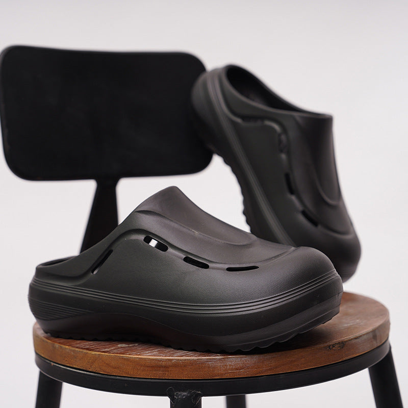 Foreign trade baotou drag men's summer EVA lazy outdoor hole shoes outside wear breathable comfortable and light camping cool slippers