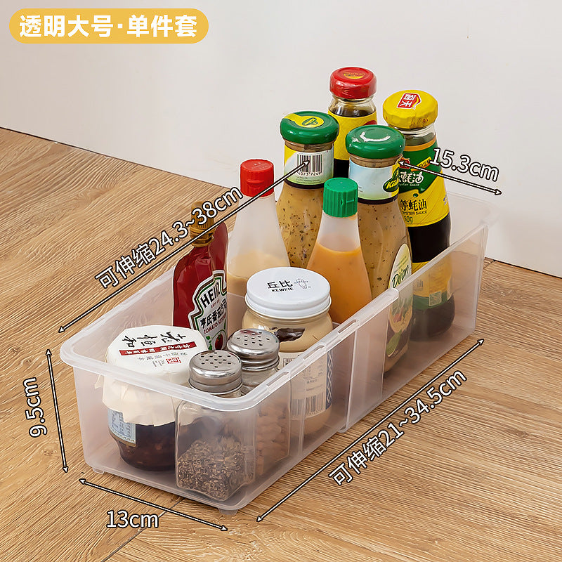 Cabinet sundries, long storage box, seasoning products, plastic seasoning box, narrow and long refrigerator grid egg storage box