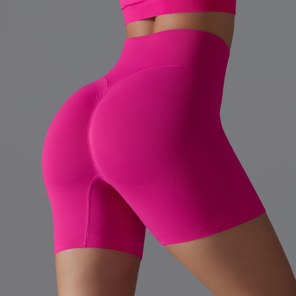 Fashion cross-border seamless pure color yoga shorts tight running fitness yoga clothes high waist butt lift peach sports pants