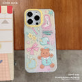 Suitable for apple 16promax cute bear imd bow mobile phone case iphone15 chain protective cover 14